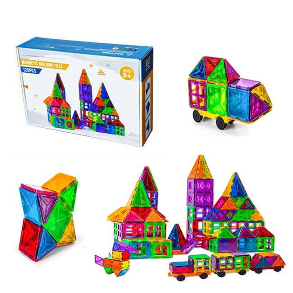 Magnetická stavebnica  120 dielov - Magnetic Building Tiles Obrázok produktu 