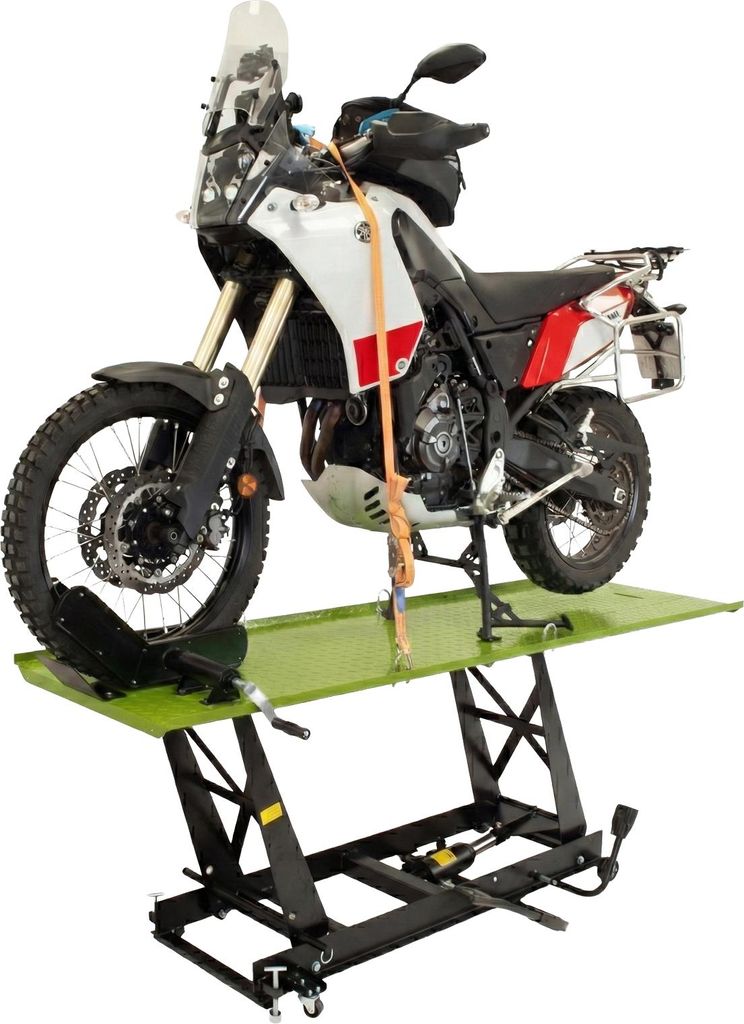 Motorradhebebühne hydraulisch 450 kg Extra-Breit 68 cm Parallelhub Montagerampe Heber in grün