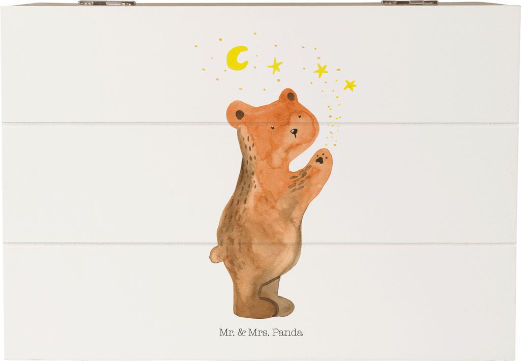 Mr. & Mrs. Panda Box Verliebter Bär 22 x 15 cm - Weiß - Geschenk, Schatzkiste, Holzkiste mit Deckel, Geschenkbox, Aufbewahrungsbox Holz, To The M...