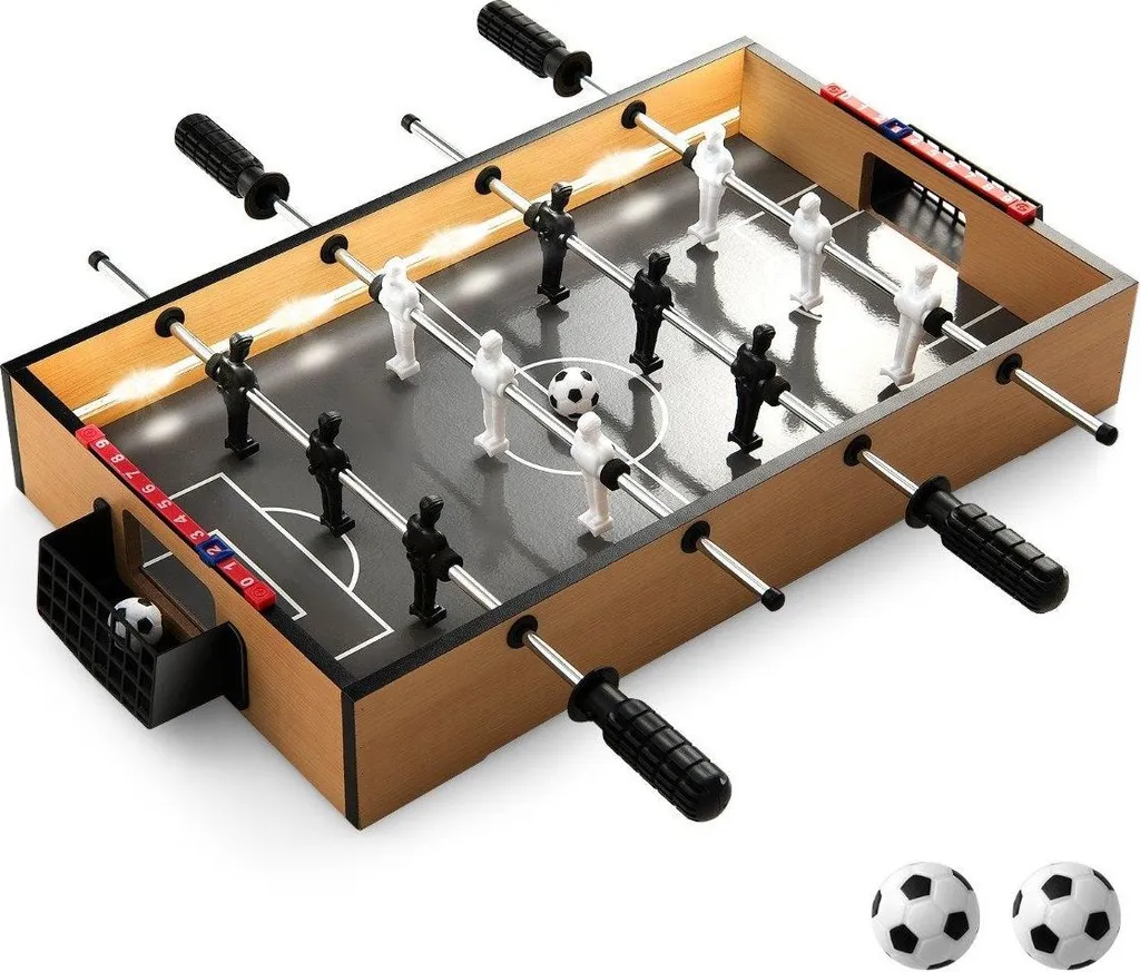 Mini baby-foot de voyage avec LED - Jeu transportable pour soirée et fête