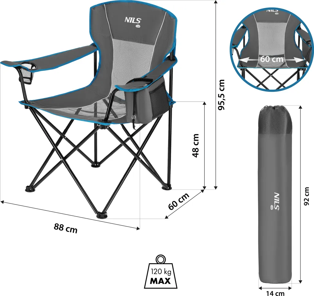 Chaise de randonnée ultra compacte NC3706 - Structure légère en acier gris