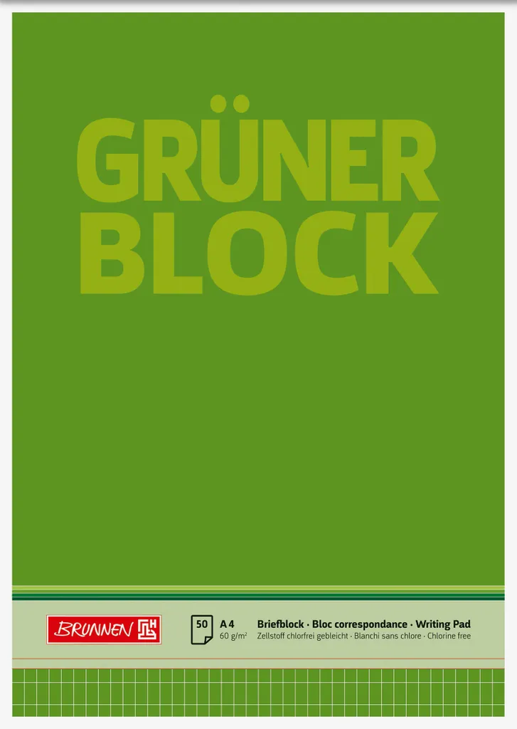 BRUNNEN 1052639 Bloc Vert A4 Rugueux - Papier Dessin Recyclé 120g