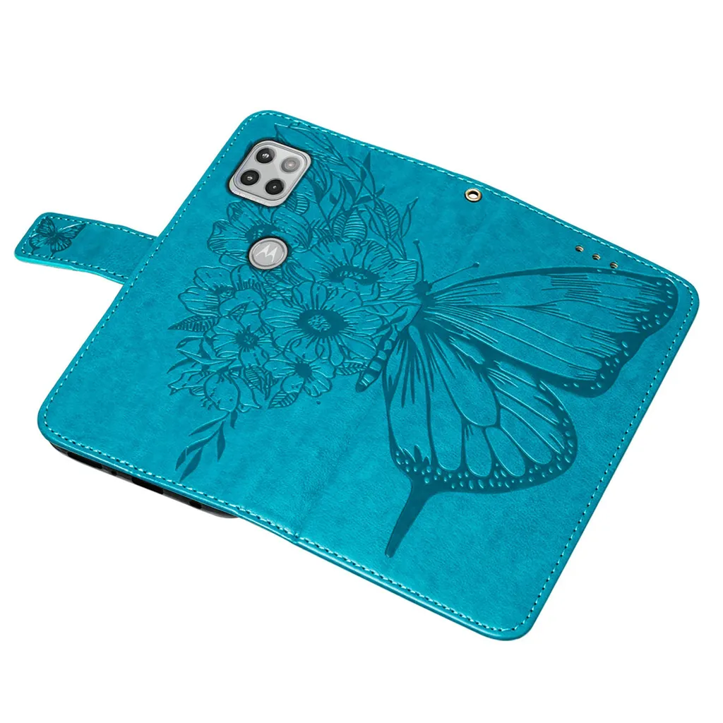 Cover Motorola One 5G Ace Pelle Blu | Custodia Flip con Supporto - 7