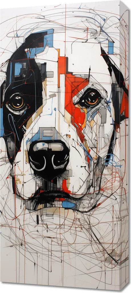 Quadro 40x90 cm Cagnolino Disegnato a Mano - Arredo Moderno Casa