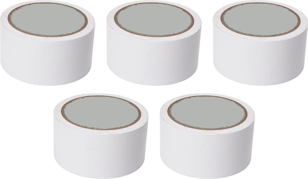 5-teiliges Bodenmarkierungsband, 5 cm breit, selbstklebend, für Linien, Wettkampffeld, Turnhalle, Basketball, Volleyball, Tennisplatz, weiß