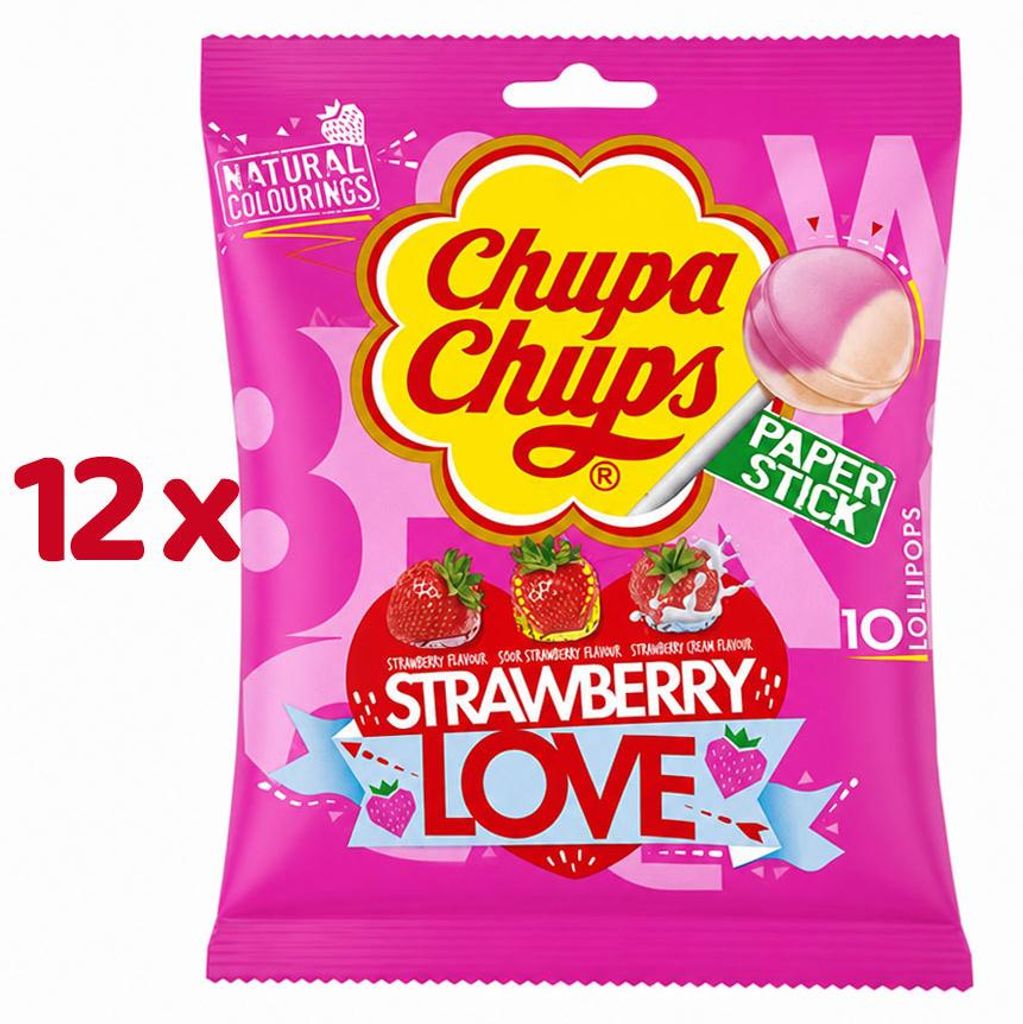 Chupa Chups Strawberry Love Lollipops Erdbeere 12x 120g Produktbild 