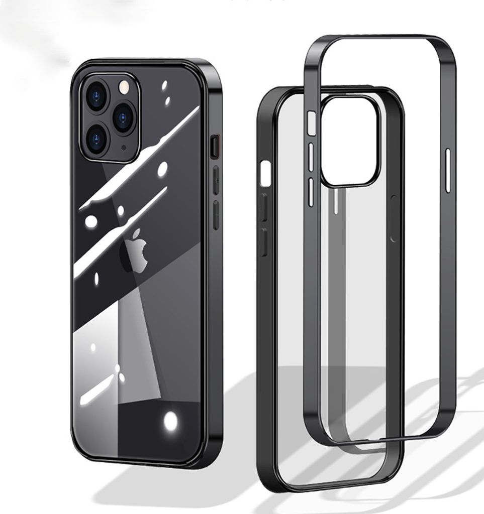 Hülle für Apple iPhone 12 Pro Max - Electroplating Handyhülle Schutzhülle Hartschalen Transparent Case - Schwarz