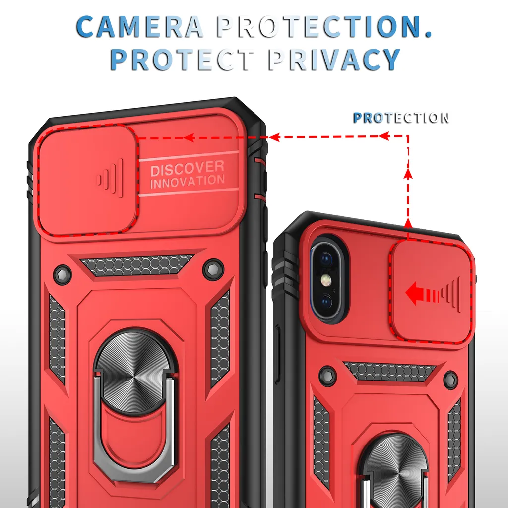 MSVII Cover Rigida Per IPhone X/XS 5,8'' - Antiurto Con Anello E Pellicola Inclusa