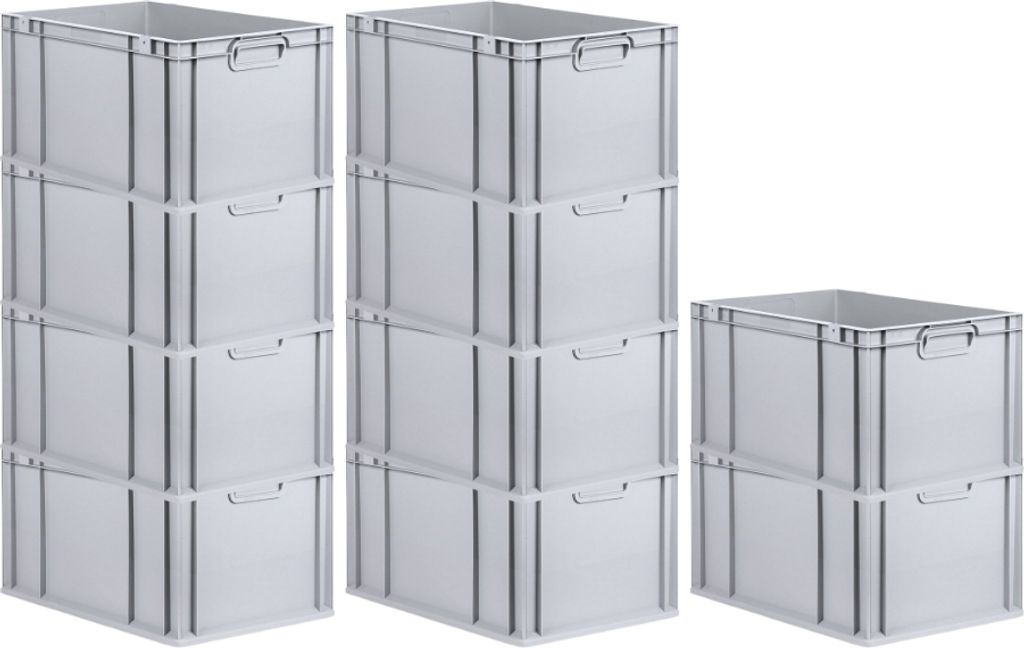 SparSet 10x Eurobox NextGen Economy | Griffe geschlossen |HxBxT 32x40x60cm | 65 Liter | Eurobehälter, Transportbox, Transportbehälter, Stapelbeh...