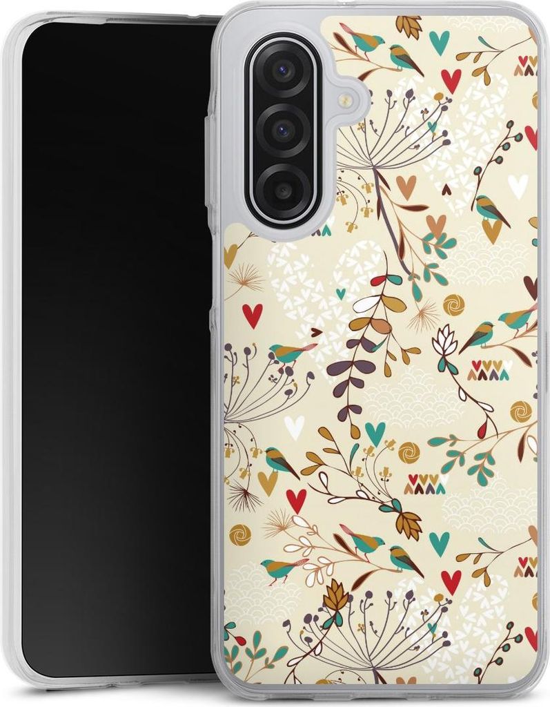 DeinDesign Handyhülle für Samsung Galaxy A17 5G Silikon Hülle Case Smartphone Schutzhülle Blumen Retro Vogel