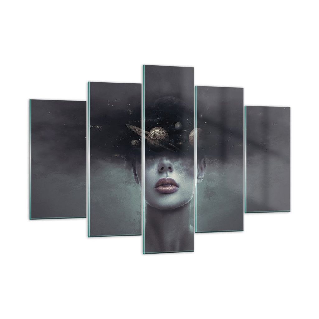 Bilder auf glas - 5 Teile - Quinoa Frau Gesicht - 150x100cm - Glasbilder - Wandbilder - Bilder - zum Aufhängen bereit - Wanddekoration aus Glas - ...