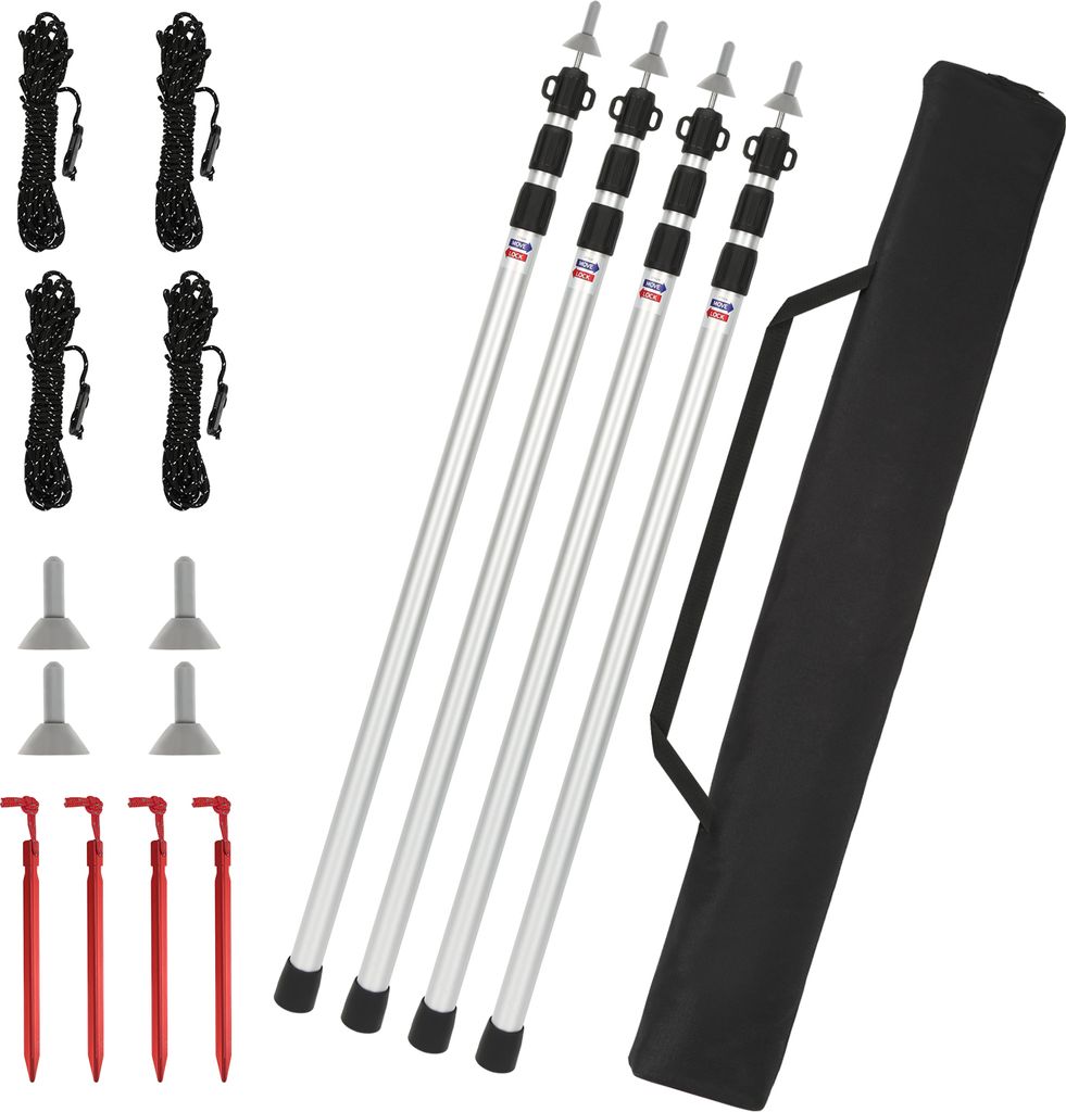 Aopunly Zeltstange 4pcs Teleskop-Tarpstange Aluminium 87.5-234.5cm Camping-Zeltstange Strandmuschel, Markise, Shelter, Camping, Wandern