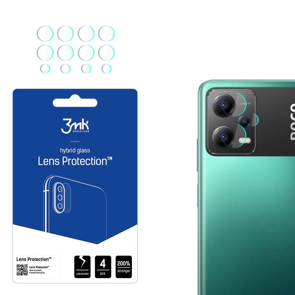 3mk Hybridglas Lens Protection für Poco X5 5G Kamera Objektiv Kameralinse 0,16mm 6H (4 Stück)