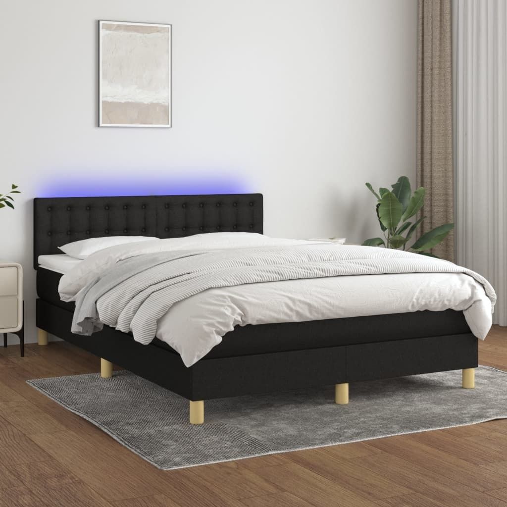 Maison Exclusive - Boxspringbett mit Matratze & LED Schwarz 140x190 cm Stoff