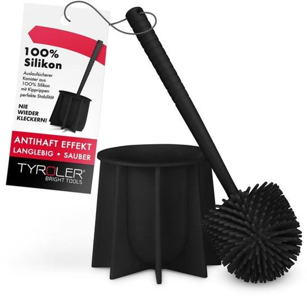 Brosse de toilettes noire en silicone antibactérien - Nettoyage facile