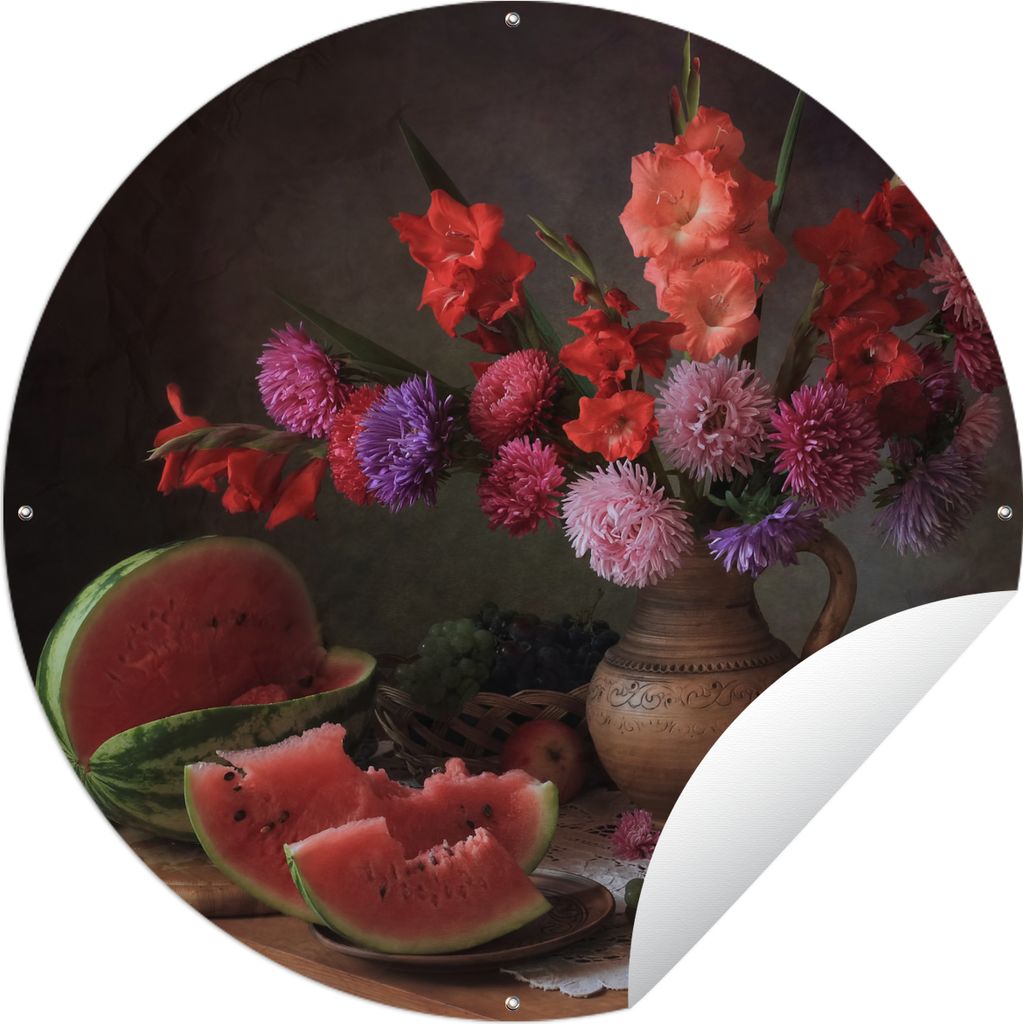 MuchoWow Gartenposter Outdoor-Poster Rund Farben - Stillleben - Obst Ø 60 cm Gartendeko Rundes Poster draußen
