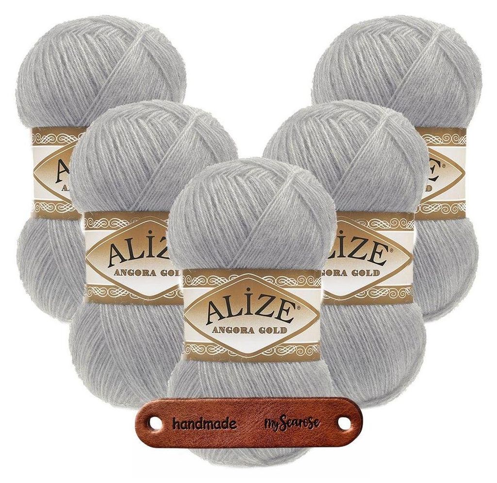 5 x ALIZE Angora Gold 21 Grey mit Label Produktbild 