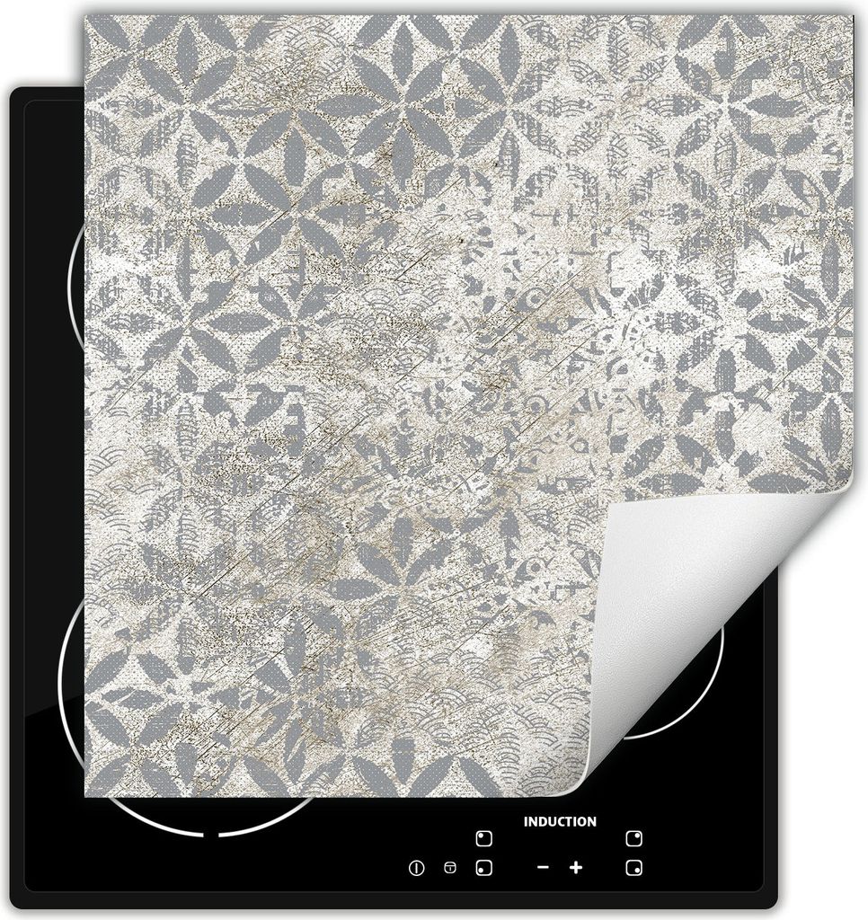 DarHaus Herdabdeckplatte 60x52 cm Anti Rutsch Matte Aufrollbar, grau - Mosaik