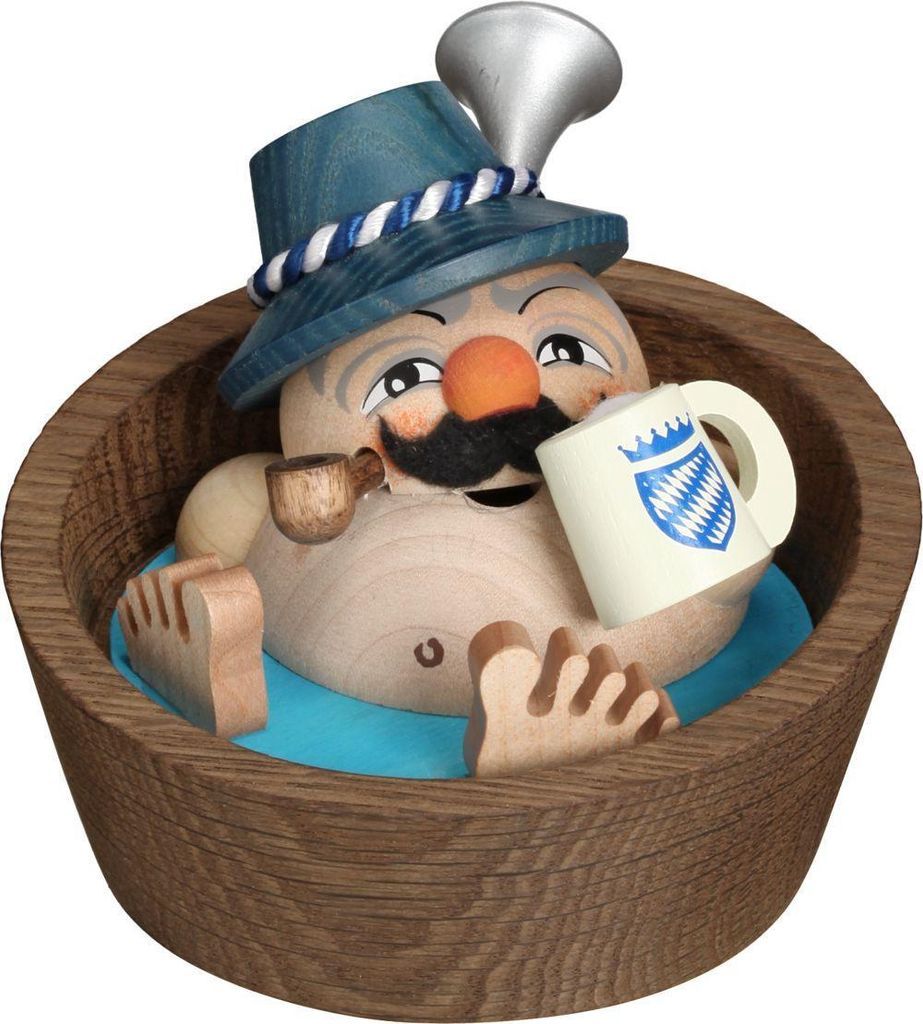 Franzl im Pool - Kugelräucherfigur (10cm) Räuchermann von Seiffener Volkskunst