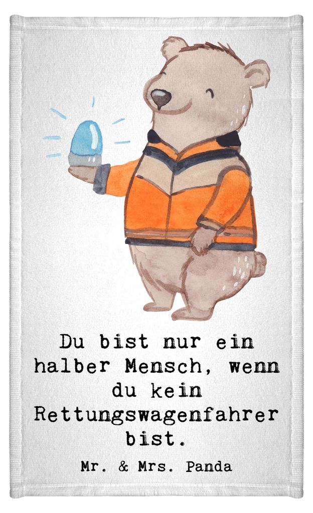 Mr. & Mrs. Panda Handtuch Rettungswagenfahrer Herz - Weiß - Geschenk, Kleines, gäste wc, Mini-Handtuch, Klein, Gästetuch