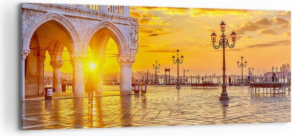 Bild auf Leinwand - Leinwandbild - Venedig Stadt - 120x50cm - Wand Bild - Wanddeko - Wandbilder - Leinwanddruck - Bilder - Kunstdruck - Wanddekorat...