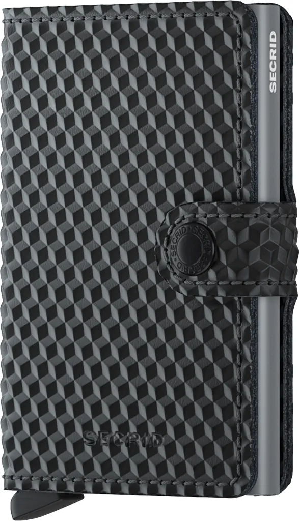 Secrid Miniwallet Noir Noir - Porte-carte RFID en Cuir et Aluminium