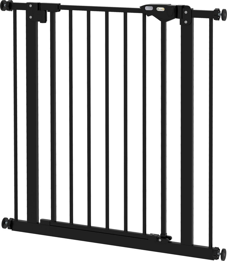 Hundegitter Türschutz Metall 80 cm Schwarz, Haustiergitter Sicherheitsgitter für Hunde und Katzen, stabile Absperrung für Treppen und Türen