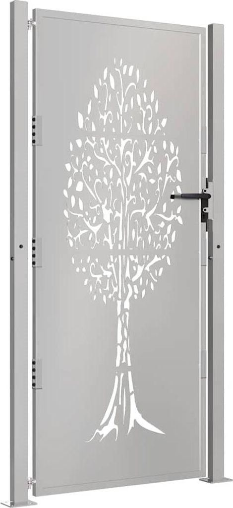 vidaXL Gartentor 100x200 cm Cortenstahl Baumdesign