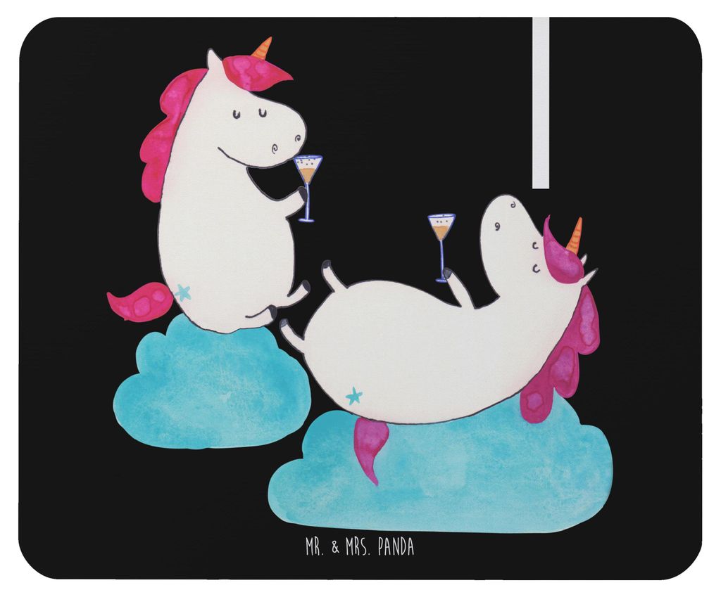 Mr. & Mrs. Panda Mauspad Einhorn Sekt - Schwarz - Geschenk, computer mousepad, pc mausunterlage, Mouse Pad, Freundinnen, Einhörner, Beste, Spaß, ...