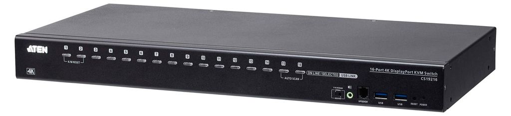 ATEN 16-Port USB 3.0 4K DisplayPort KVM Switch, 4096 x 2160 Pixel, 4K Ultra HD, 26,66 W, Schwarz