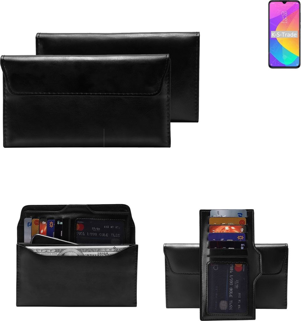 K-S-Trade Handy Hülle kompatibel mit Xiaomi Mi CC9 Meitu Edition Schutz Hülle Tasche Schutz Case Handytasche Kunstleder schwarz, 1x