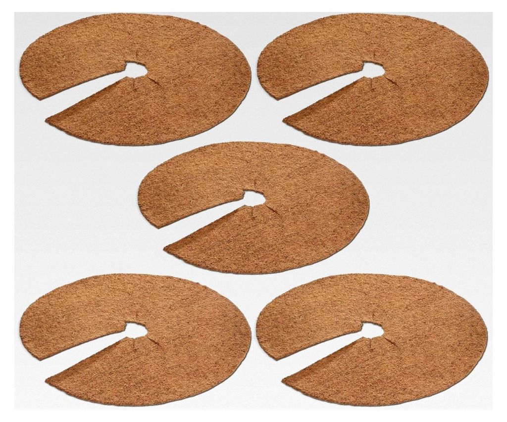 Kokos-Mulchscheibe Ø60 cm (5 Stück), Stärke: ca. 6-8 mm | Mulchmatte für Bäume, Ziersträucher, Baummulch, Kübelabdeckung, Winterschutz für ...