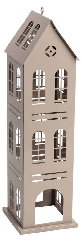 XL Metall Laterne Haus beige zum Stellen oder Hängen - 52 x Produktbild 