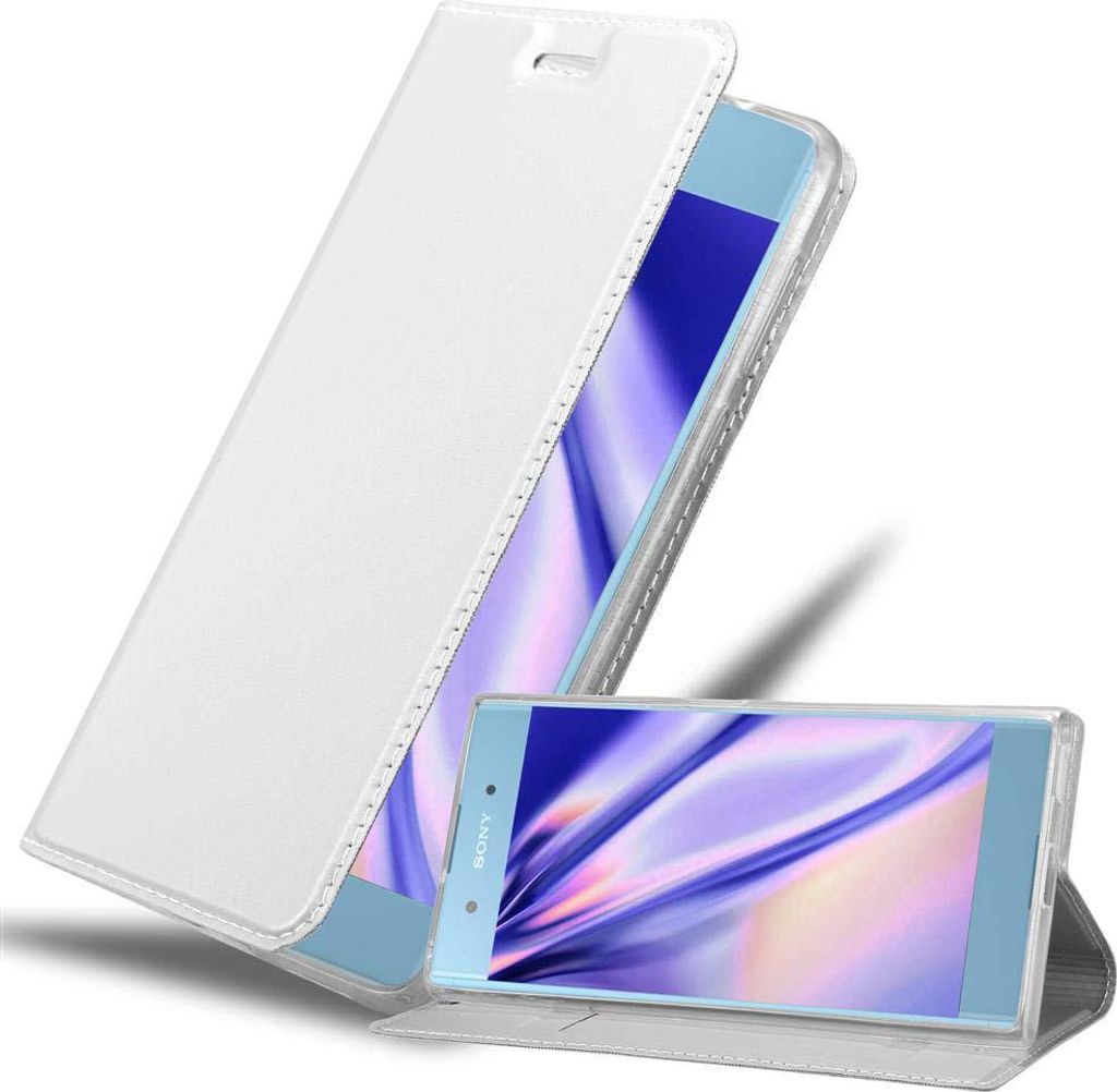 Cadorabo Handyhülle für Sony Xperia XA1 PLUS Schutz Hülle in Silber Cover Etui Book Case Booklet