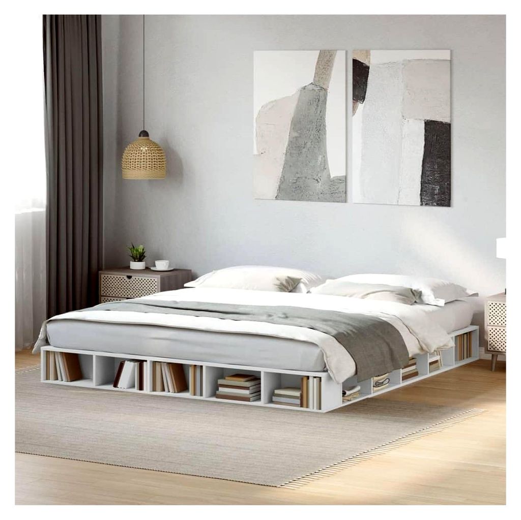 Bettgestell ohne Matratze, Weiß, 180 x 200 cm, Super-Kingsize-Bett