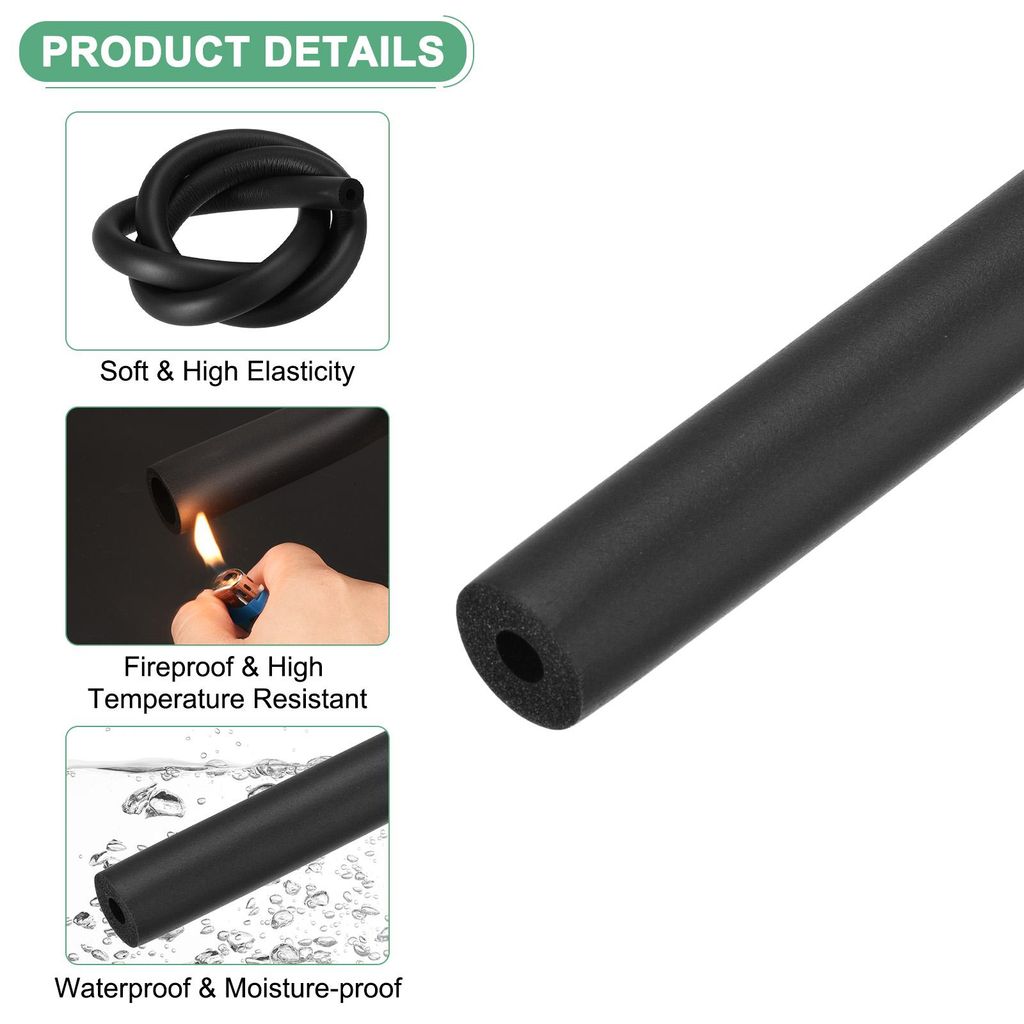 Rohrisolierung Schaumstoffrohr, 6mm 1/4" ID 16mm 5/8" OD 1m L?nge, weicher flexibler Schaumstoffschlauch Rohrisolierung fš¹r Griffunterstš¹tzun...