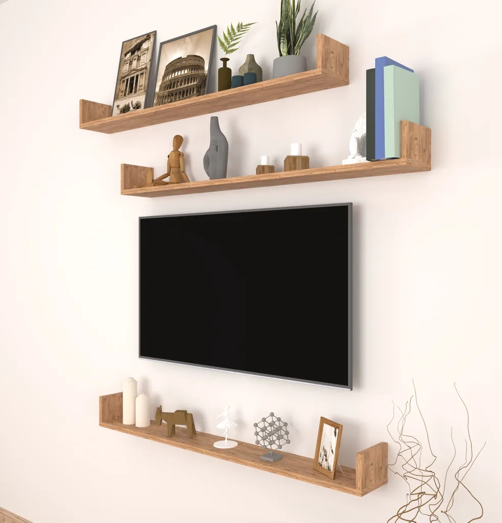 Scaffale Höganäs Rovere 120x15x12 cm - Set 3 Mensole Salvaspazio