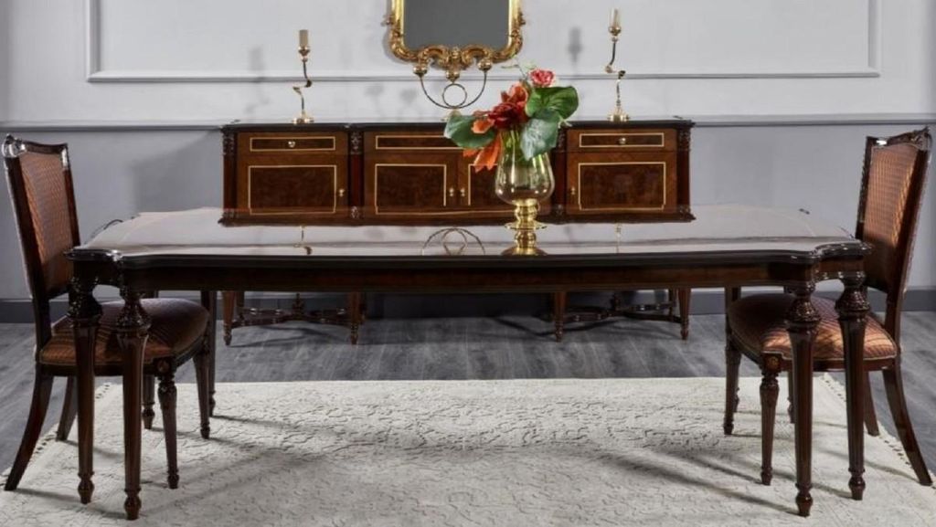Casa Padrino Luxus Barock Esstisch Dunkelbraun - Handgefertigter Massivholz Esszimmertisch - Luxus Esszimmer Möbel im Barockstil - Barock Möbel -...