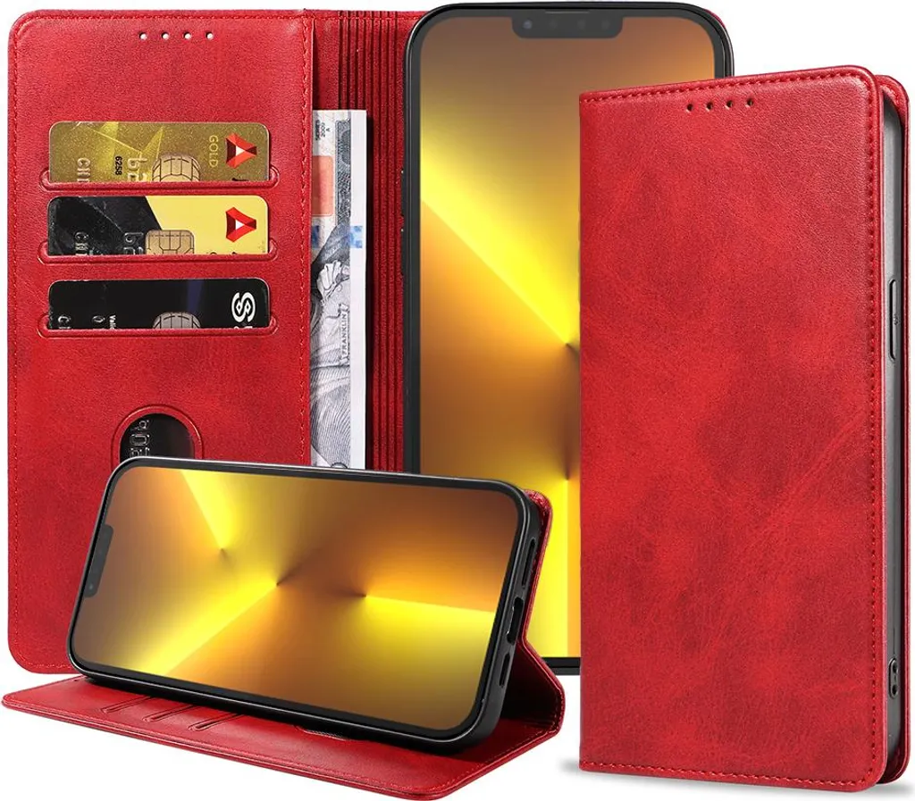 Custodia iPhone 13 Pro Max Rosso in Ecopelle - Smartphonica Vintage