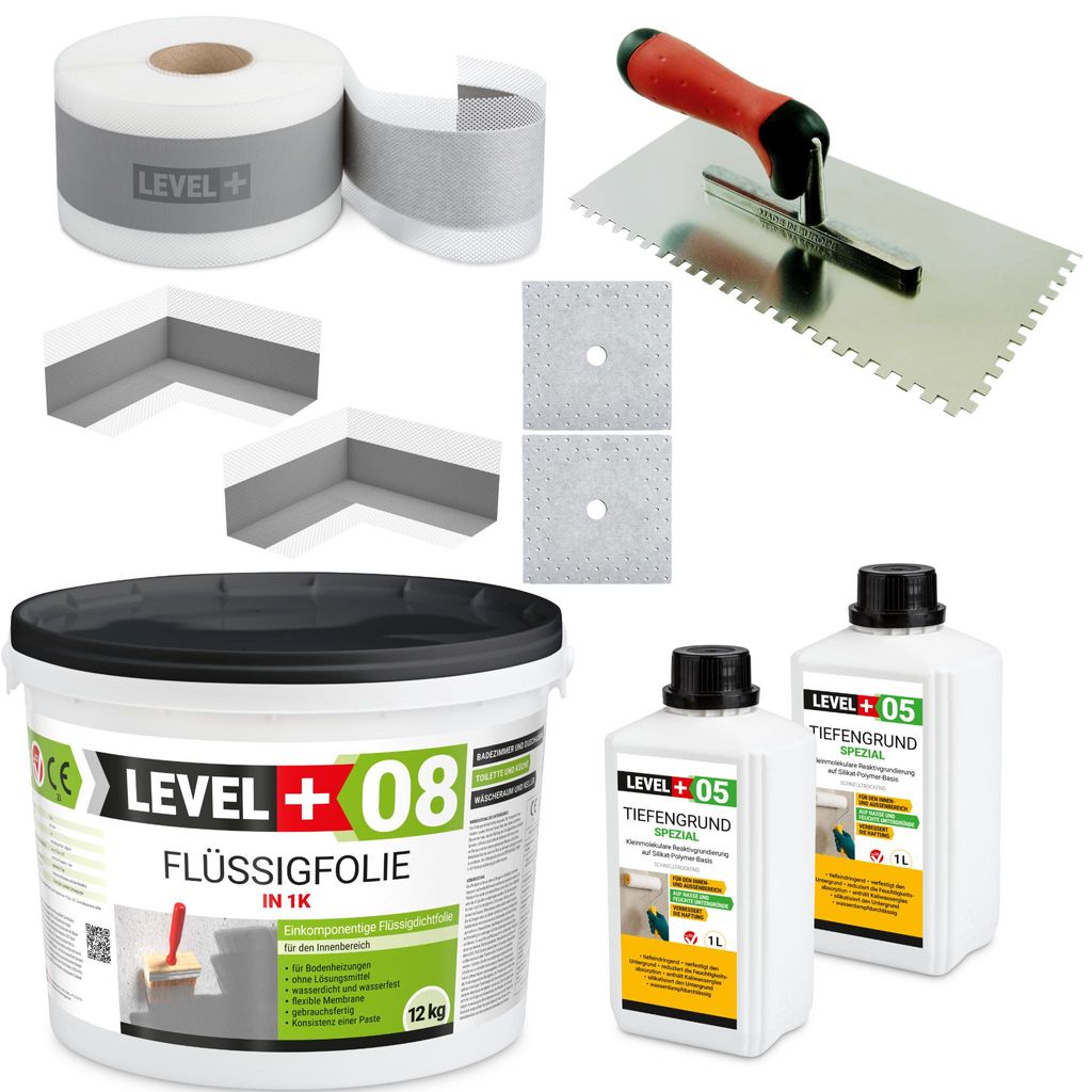 Dicht Set Flüssigfolie 12 Kg Innenecke Dichtband Dusche Badabdichtung HQ SET20