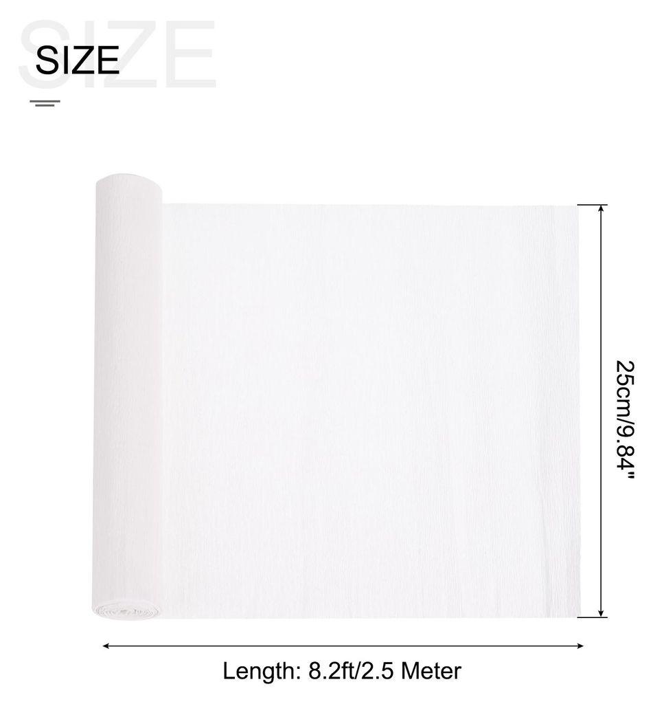 Krepppapierrolle, 2,4 m lang und 25,4 cm breit, fš¹r Hochzeitszeremonien, verschiedene gro?e Festivals, Dekoration, Wei?