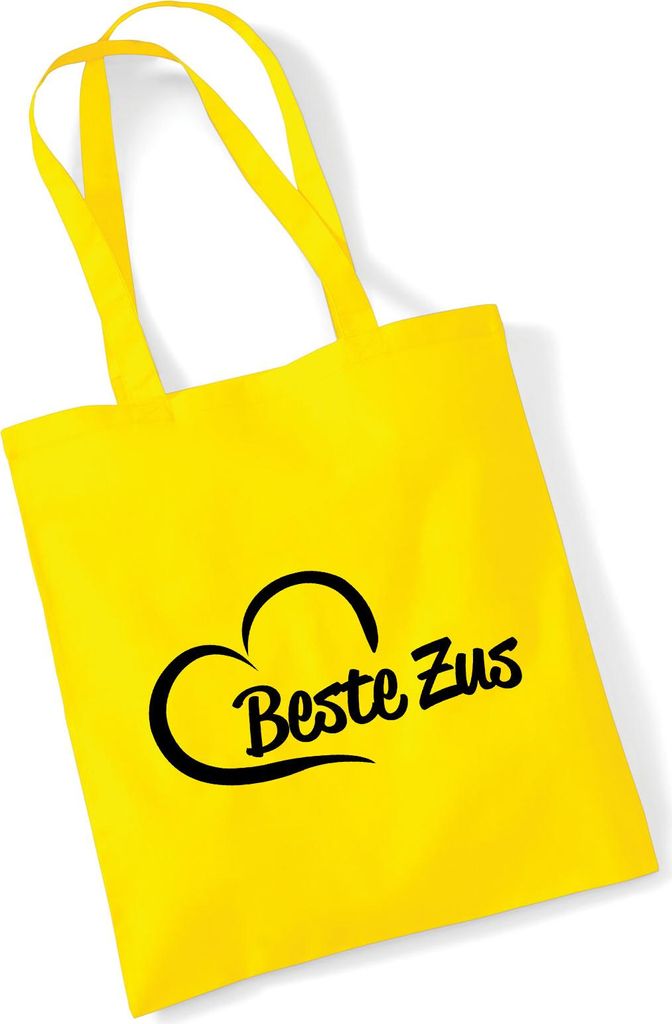 Huuraa Jutebeutel Beste Zus Hart 10 Liter Yellow Baumwolle Tasche Geschenkidee