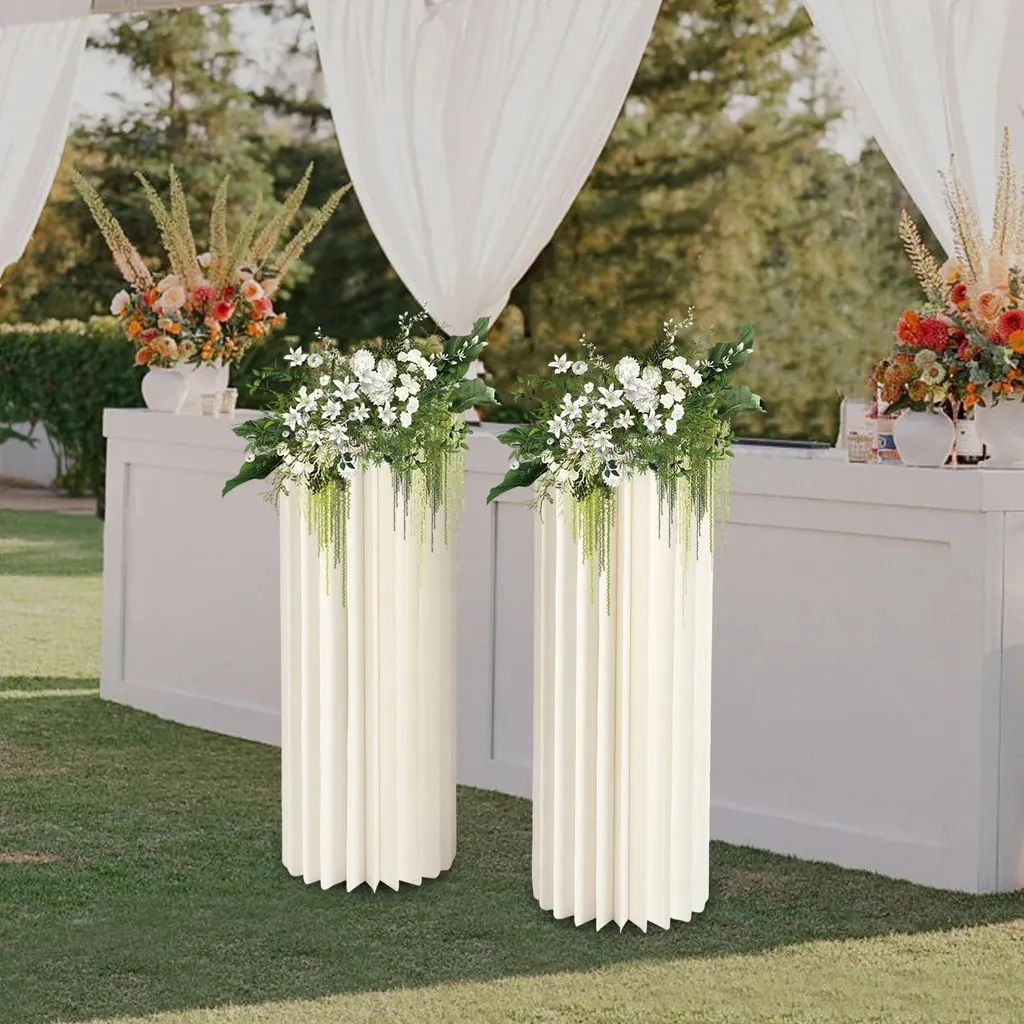 5 supporti per fiori in cartone a forma di cilindro a nido d'ape, per matrimonio, pieghevole, con acrilico e 42 fogli per anniversari, compleanni, matrimoni, fidanzamenti, 20/40/60/80/100 cm