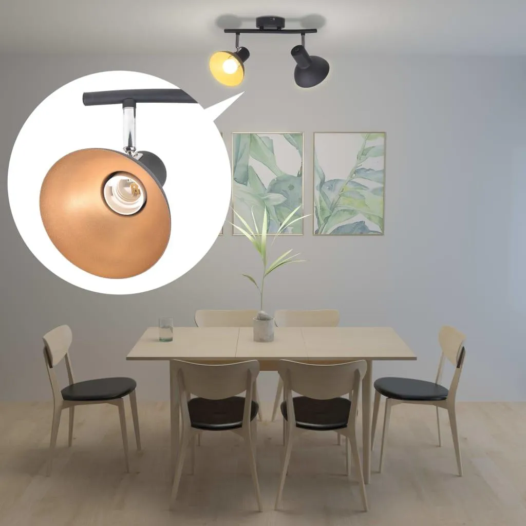 vidaXL Lampe de plafond pour 2 ampoules E27 noir et or chic