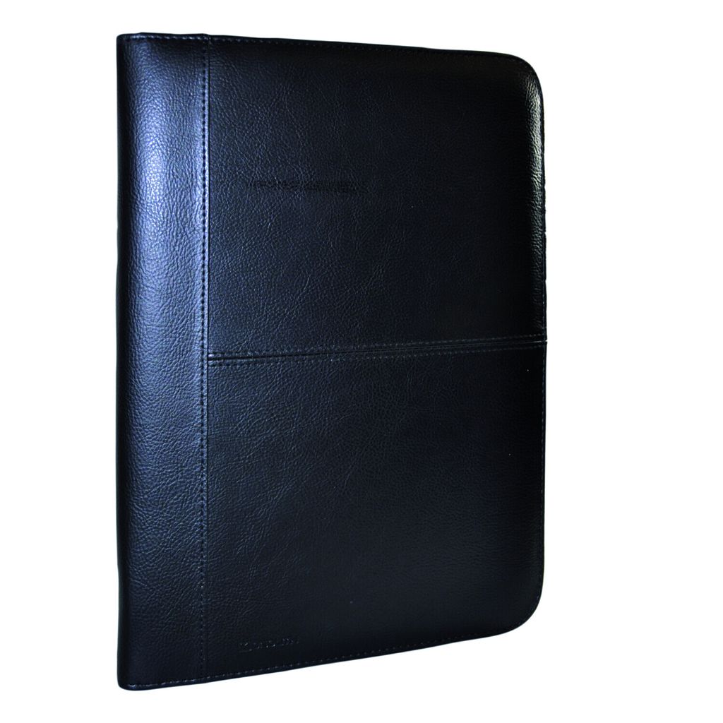 Monolith Dokumentenmappe A4 - Schreibmappe - Leder Optik - Schwarz - Kunstleder Body - 330 mm Höhe x 240 mm Breite