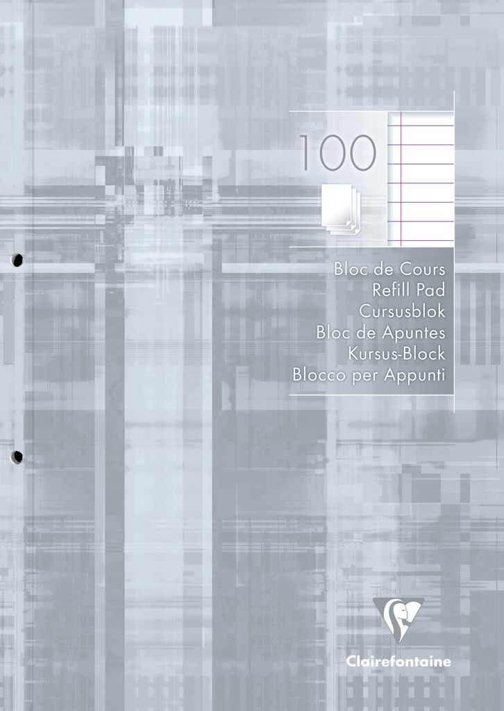 Clairefontaine 5x Kursusblock DIN A4 100 Blatt liniert mit Rand Hellgrau 5814C