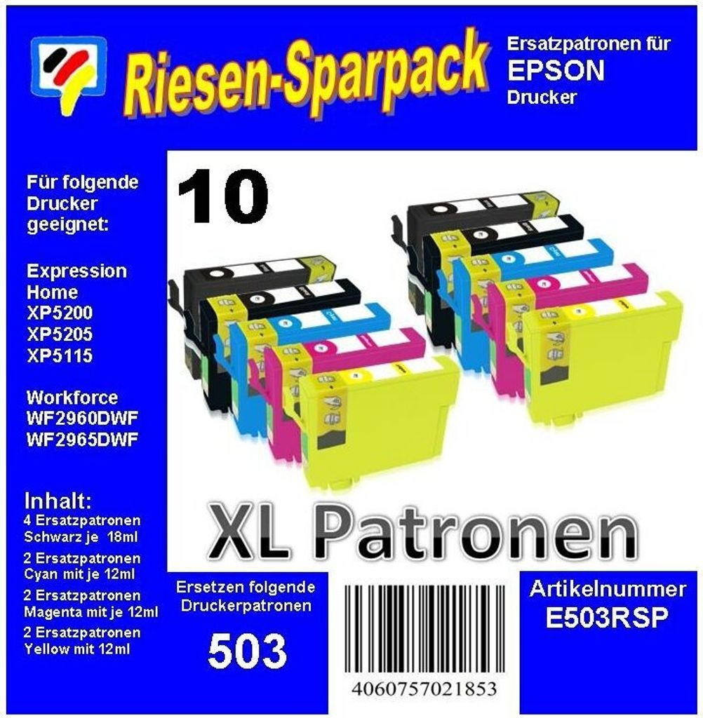 T503XL 10er TiDis Riesensparpack mit je 4x schwarz und je Produktbild 