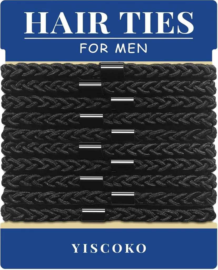YISCOKO 10pz Elastici per Capelli Spessi Uomo Nylon Nero Chignon