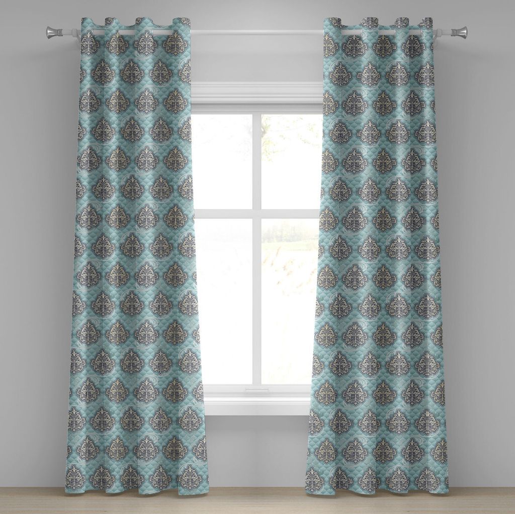 ABAKUHAUS viktorianisch Ösenvorhang, Rokoko Stil Design Fliese Stilvolle romantisch Brokat Diamant Druck, Dekorative 2-Panel-Fenstervorhänge, 280...