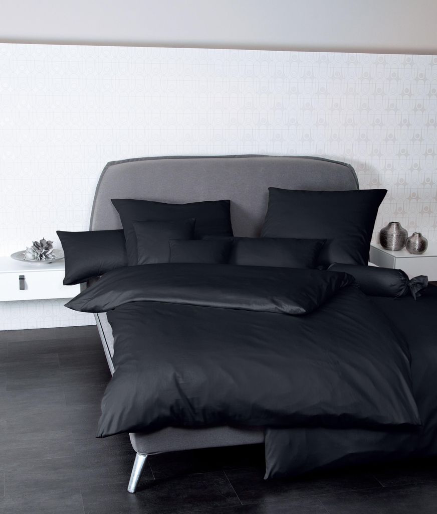 Janine Design Mako-Satin-Bettwäsche-Garnitur 31001 Colors Farbe schwarz Größe 135x200 + 80x80